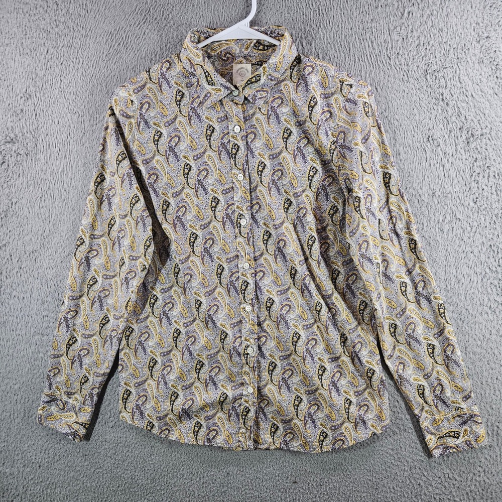 J.Crew The Perfect Shirt Womens 6 Purple Yellow Paisley Cotton Button Up